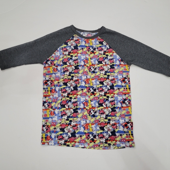 Lularoe Disney Sloan Mickey Mouse All Over Print Raglan Shirt Girls Kids Size 6 - Picture 1 of 6